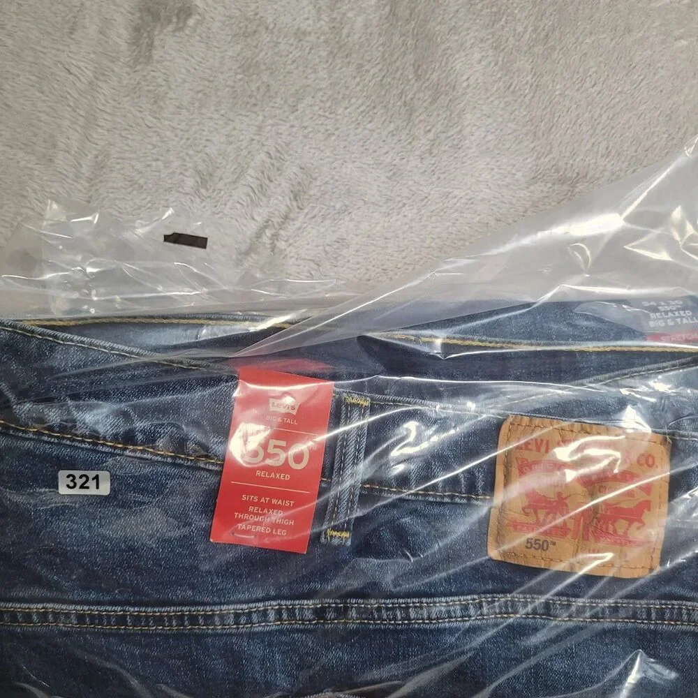 Levi's 550 Jeans Mens 54x30 Blue Med Wash Relaxed Tapered Stretch Denim Big Tall